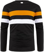 Long Sleeve T Shirt Men Crewneck Fall Workout Shirts Mens Fashion Stripes Casual Tops Regular Fit Athletic Pullover
