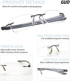 GUD Reading Glasses 7 Pairs Rimless Readers Women Men Reading Eyeglasses