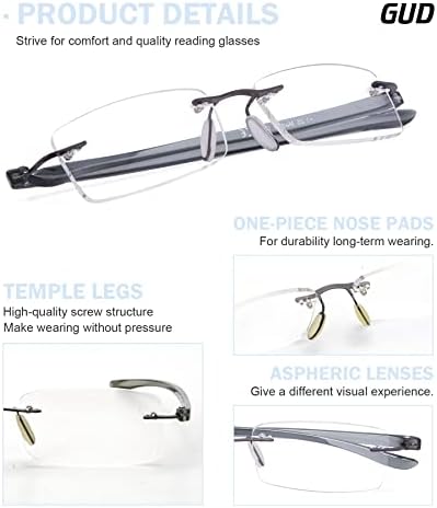 GUD Reading Glasses 7 Pairs Rimless Readers Women Men Reading Eyeglasses
