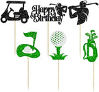 Ephlyn 24Pcs Golf Cupcake Toppers Glitter Trophy Lawn Golf Shoes Bag Ball Carts Cupcake Picks for Golf Sports Player Theme Baby Shower Birthday Party Cake Decorations Supplies