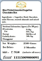 Ghasitaram Gifts Diwali Gifts Diwali Sugarfree Chocolates - Blue Printed Assorted Sugarfree Chocolates Box