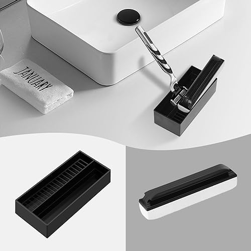Beard Cleaner Brush and Holder Set: Clean Up Beard Trimmings from Sinks and Countertops After Shaving - Best Gifts For Men Beard Brush Clean Up Sink (Set)