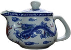 Teapot 14oz Blue White Dragon Stainless Filter Wire Infuser for Loose Tea (Dragon Phoenix pot)
