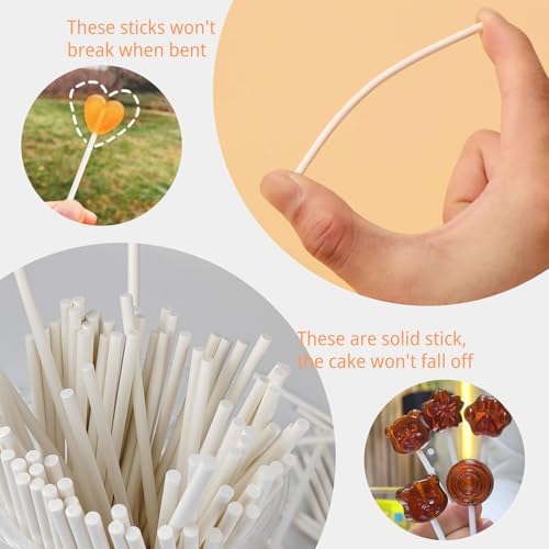 30 Pcs White Lollipop Sticks, 4 Inch Paper Candy Sticks for Homemade Candy Cookies Dessert Cupcake Toppers