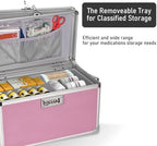 Medicine Box with Combination Lock - 15" x 8.7" x 9.4" First Aid Safe Medication Storage Case, Personal Items Safe Case for Hospital & Home & Outdoor 【Pink】