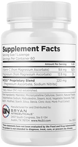 Bryan NITRICEUTICALS - Natural Nitric Oxide Supplements for Men & Women - Promotes Blood Circulation, Oxygen & Nutrient Delivery, Daily Wellness Support - No Gluten or Dairy - 60 Vegan Lozenges