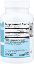 Vitacost Vitamin D3 (as Cholecalciferol) -- 2000 IU - 300 Capsules