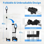 43" Grabber Reacher Tool, Foldable Reacher Grabber Pickup Tool with 360° Rotating Jaw & Two Magnets, Extra Long Trash Picker Upper Grabber, Extension Grabbers for Seniors, Blue