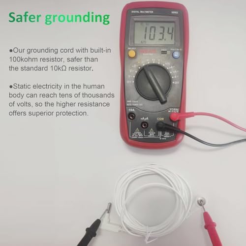 Grounding Cord, Earth Connected 15ft Grounding Wire, 100K ohm Grounding Cable for Grounding Mats,Pads,Sheets,Wristband,Blankets,Pillow Case