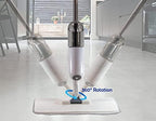 360 Microfiber Rotatable Spray Mop - Rotatable & Adjustable - Wet Or Dry Floor Cleaning - 410ML Water Tank Sprayer, 2 Microfiber Reusable Pads & Kitchen Scrubber