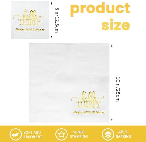 Birthday Party Supplies Napkins Disposable Paper Napkins with Gold Foil,Happy Birthday Decorations,100-Pack,3-Ply Napkins,5 x 5 inch folded (Gold BR)