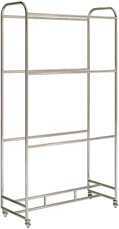 XPLKQXE Movable Stainless Steel Fabric Sample Storage Rack, Floor-Standing Curtain/Quilt/Blanket Display Stand, Commercial Textile Retail Store, with Wheels(Silver-3 Layers,100x40x180cm)