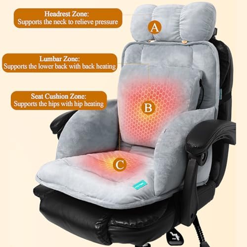 USB Heated Seat Cushion,Lumbar Support Heated Seat Pad with Armrest for Office Chair,Ajustable Backrest Warm Pillow for Long Sitting (Pink)