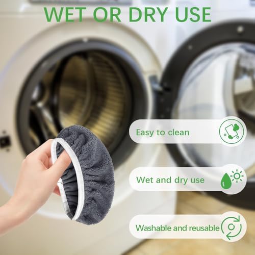 8 Pack Grey Microfiber Mop Pads - Reusable Washable Refills for Wet & Dry Floor Cleaning - Fits Most Standard Mops - Household Cleaning Pads