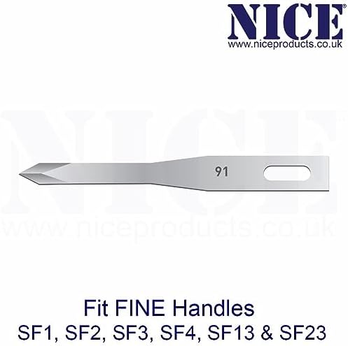 25 x NICE FINE 91 Sterile Stainless Steel Chisel Blades with Four Sided Spear Point Tip for Hair Transplant Surgery FS91