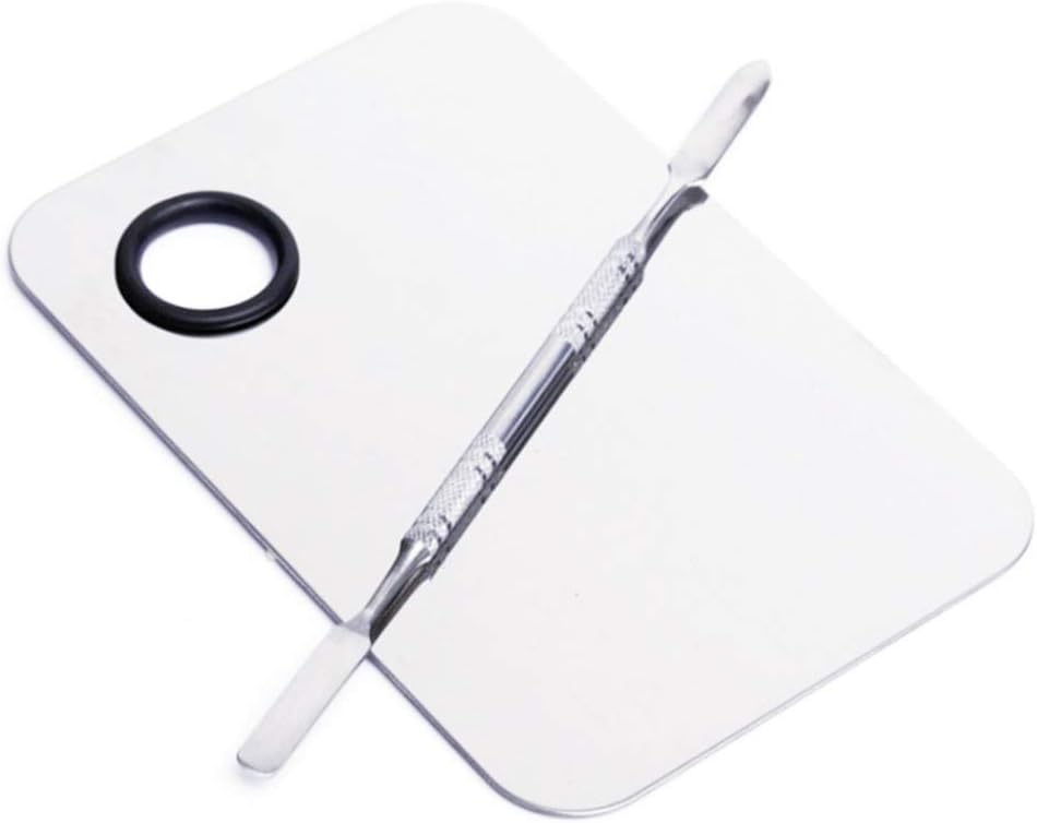 Stainless Steel Cosmetic Makeup Palette, Professional Cosmetic Mixing Makeup Palette Spatula Makeup Artist Tool, Beauty Salon Color Cream Mixing Palette With A Spatula Makeup Nail Art Palette