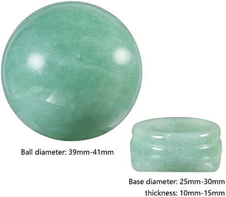 mookaitedecor Natural Green Aventurine Crystal Ball (40mm) with Stand, Polished Stone Sphere Sculpture Figurine for Fengshui Display Divination Home Decoration
