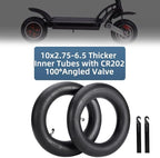 (2-Pack) 10x2.75-6.5 Thicker Inner Tubes with CR202 100°Angled Valve for Electric Scooters & Mini Bikes–Fits 70/65-65, 255x80, 10x3.0, 10x2.50, 10x2.70-6.5 Tires–Includes 2 Tire Levers