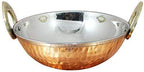 ® Set of 4, Pure Copper, Stainless Steel Bowls with Solid Brass Handle Serveware Accessories Karahi Pan for Indian Food,Diameter- 6.9 Inches, Silver