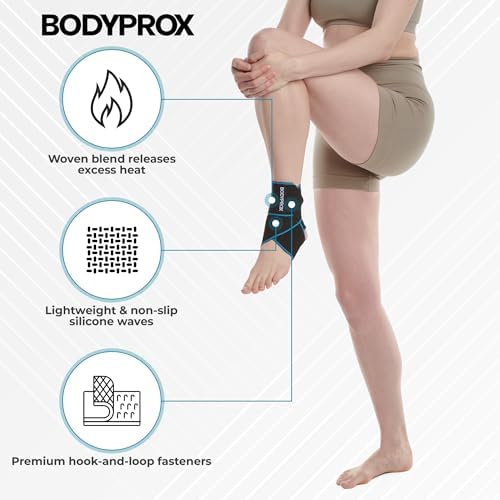 Bodyprox Ankle Support Brace 2 Pack, Adjustable Compression Ankle Braces for Sports Protection, One Size Fits Most for Men & Women