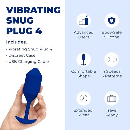 b-Vibe Vibrating Snug Plug 1 - Butt Plugs, Adult Sex Toys Anal Toys for Couples, Anal Training, and Sexual Stimulation Device - Navy