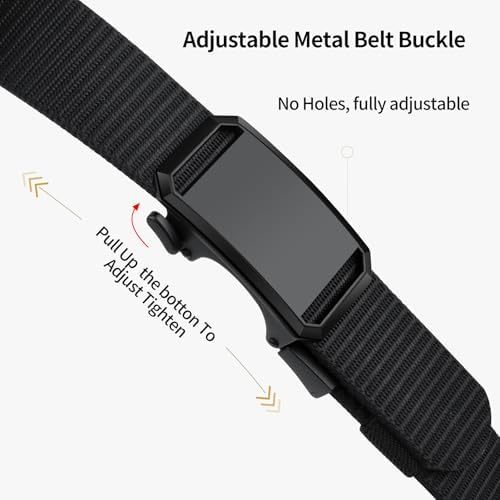 Mens Belt, Running Work Belts for Men, Holeless Adjustable Canvas Web Belts, Casual Dress Business Belt