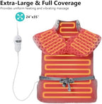 CAROMIO Massaging Heating Pad for Back Pain Relief, Neck and Shoulders Electric Heating Pads Large Size, Full Body Back Heat Pad with Auto Shut Off, 3 Heating Levels & 3 Massage Modes (Grey, 35"x24")