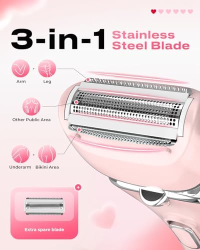 Electric Razor for Women Rechargeable Wet Dry Electric Shaver for Women, Waterproof Lady Shaver for Legs Arm Underarm Bikini Public Body Razor with One Extra Foil Blade