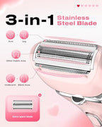Electric Razor for Women Rechargeable Wet Dry Electric Shaver for Women, Waterproof Lady Shaver for Legs Arm Underarm Bikini Public Body Razor with One Extra Foil Blade