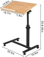 TigerDad Overbed Bedside Desk Mobile Rolling Laptop Stand Tilting Overbed Table with Wheels Height Adjustable Tray Table for Laptop Bed Sofa Side Table (Wood)