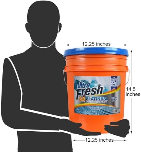 Ultra Fresh 6X Platinum Laundry Detergent, 5 Gallon, Bundled with Spring Fresh Fabric Softener and Pump, Up to 640 Loads, Orange/Blue