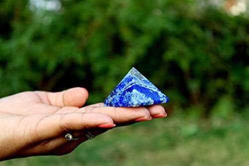 Jet Natural Lapis Lazuli Gemstone Pyramid | Polished Crystal Decor | Approx 1.25–1.75 Inch | Home & Office Display Stone