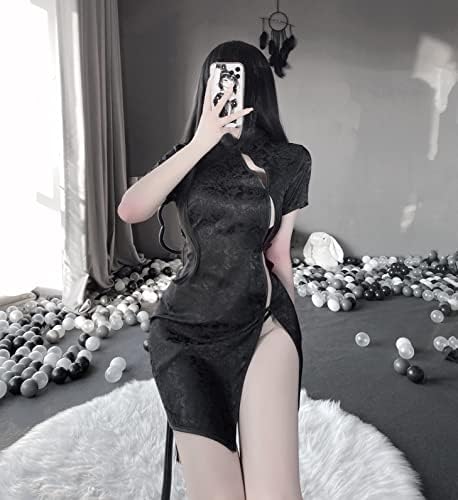 SINGUYUN Chinese Cheongsam Lingerie Retro Print Dress Sexy Anime Cosplay Costume for Women Qipao Babydoll Outfit