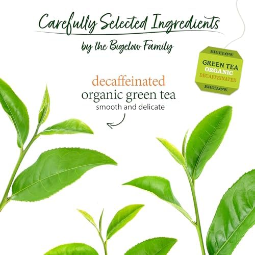 Bigelow Tea Organic Decaffeinated Green Tea, Decaf Organic Green Tea Bags, 40 Count Box (Pack of 6), 240 Total Tea Bags