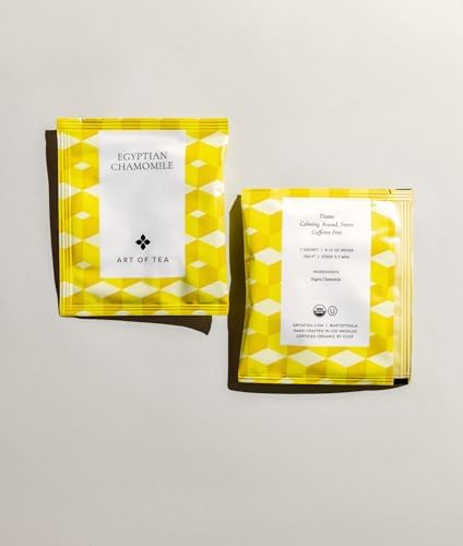 Art of Tea | Organic Egyptian Chamomile Tea Bags - Caffeine Free Herbal Teas | 50 Pyramid Tea Bag Sachets | Chamomile Tea Organic Naturally Decaf Tea bags