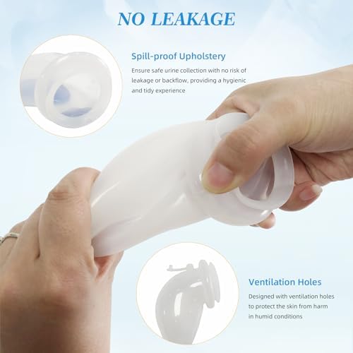 Wearable Urine Collection Bag External Catheter for Men,Reusable Portable Silicone Urinal with 1000ml and 2000ml Urine Catheter Bags,Blue