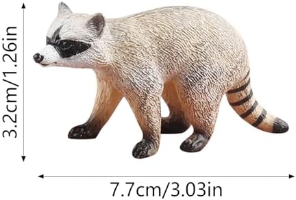 Realistic Raccoon Animal Figurines, 3 Inch Plastic Raccoon Mini Figurines, Cute Racoons Home Decor, Miniature Wildlife Sculpture, Ideal for Bedroom Office Garden Desk Decor (Grey)