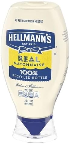 Hellmanns Real Mayonnaise Spread, 20 Fluid Ounce Squeeze Bottle -- 12 per case.