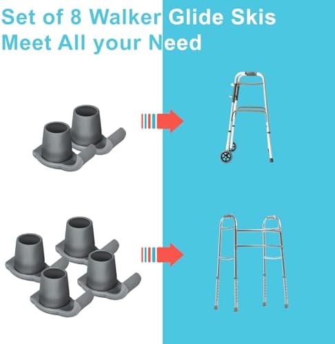 Dotday 8 Pack Walker Skis Glides, Universal Walker Accessories for Seniors Mobility Aid Accessory