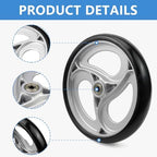 Semetall 8" Walker Wheels, 2PCS Anti-Slip Rubber Replacement Wheels for Rollators, Wheelchairs & Strollers