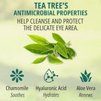 100PCs Tea Tree Eyelid Wipes – Cleaning Eye Wipes for People with Dry Eyes & Allergies – Gentle Eyelid Cleanser with Hyaluronic Acid, Chamomile and Aloe – Individually Wrapped & Biodegradable