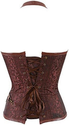 Grebrafan Plus Size Faux Leather Chain Steampunk Corset for Women