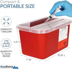 Oakridge Products Large Sharps Container for Home Use and Professional 1 Gallon (2-Pack), Biohazard Needle and Syringe Disposal, Pop Up Lid, CDC Certified