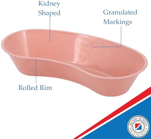 Emesis Basin Kidney Plastic Mauve 16oz - Reusable Plastic Kidney-Shaped, Mauve Color, 16oz Volume, 8-1/2" Primary Length, Disposable, 25/Box