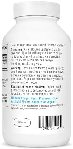 21st Century Calcium 600 mg Supplement (400 Tablets), Vegan-Friendly Bone Strength Calcium Supplement, Non-GMO & Gluten-Free Calcium Carbonate, No Artificial Flavors, Suitable for Men & Women