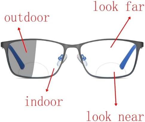 Transition Photochromic Bifocal Reading Glasses for Mens and Womens,Square Clear UV Protection Sunglasses Readers 0~+4