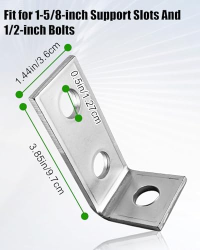 3 Hole 90 Degree L Shaped Fitting Bracket Corner Brace Fit for 1/2" Bolt in 1-5/8" Strut Channel, 12 Pcs 90 Degree Metal Framing Connector