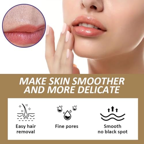 Facial Hair Removal Cream - Coconut Oil Based Gentle Body Hair Remover Cream for Women, Painless and Non-Sticky, Sensitive Skin Safe With Aloe and Peach