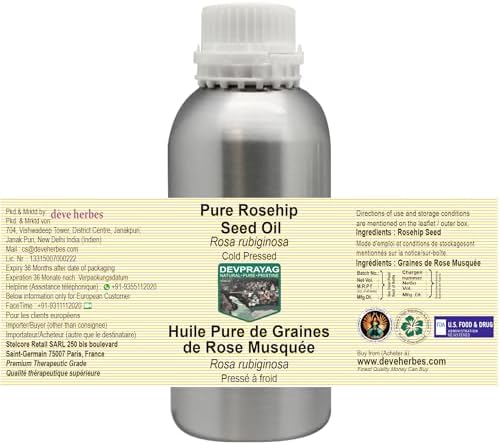 Pure Rosehip Seed Oil (Rosa rubiginosa) Cold Pressed 300ml (10 oz)
