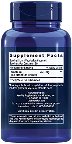Life Extension Strontium Caps, Trace Mineral for Advanced Bone Health Support, Gluten Free, Non-GMO, Vegetarian, 90 Capsules
